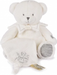 Doudou gift set – plush teddy bear with blanket 30 cm, grey