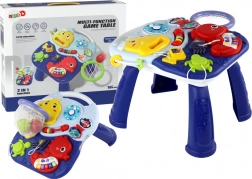 Interactive 2-in-1 kids' activity table, sea animals theme, with piano, clock and ball hoop