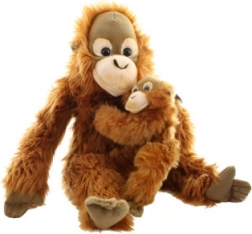 Plush orangutan with baby