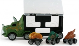 Dinosaur truck with tractor unit and 3 pull-back cars