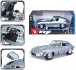 Kovový model auta 1:18 BBURAGO JAGUAR E‑Type Coupé stříbrnomodrá