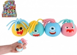 Antistressbold med ansigt – frynser, mix af farver