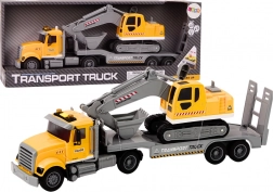 Rumeni tovorni tovornjak z goseničnim bagerjem s svetlobnimi in zvočnimi efekti
