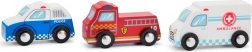 Set of wooden rescue vehicles for children