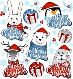 Christmas iron-ons animals on a small sheet