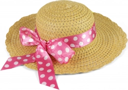 Cappello di paglia per bambini con nastro rosa