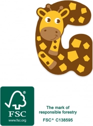 Lettera G in legno di piccola giraffa