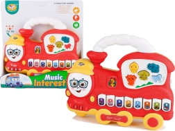 Interactive kids’ piano locomotive – animal sounds, vehicle sounds and melodies, red