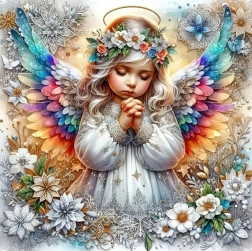 Diamond Painting Angel with Rainbow Wings 30x40cm