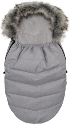 New Baby children's footmuff with faux fur, light grey