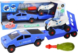 Kids’ police set car with quad and trailer DIY, blue