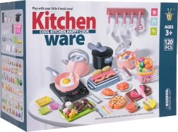 Mega kids’ kitchen set with cookware and play food, 120 pieces