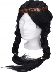 Parrucca con trecce nere per costume indiano