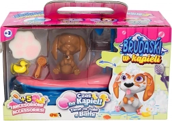 Brudaski in the Bath: bath set with beagle puppy