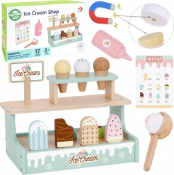 Wooden Ice Cream Stand WOOPIE GREEN – ice cream play set, 16 pieces