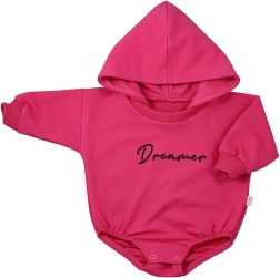 Infant sweatshirt bodysuit with hood KOALA Dreamer, dark pink