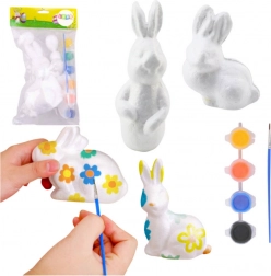 Sada na malování polystyrenových ozdob 4 zajíčci s barvami a štětcem