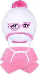 Bonnet d’hiver tricoté pour enfant avec écharpe New Baby rose