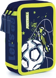 Astuccio scolastico a tre scomparti senza contenuto – motivo calcistico