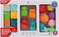 Stor babysæt med legetøj til sansestimulering fra Huanger