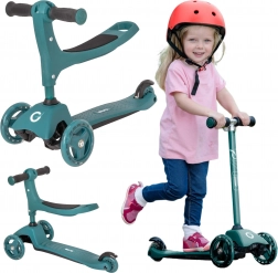 Evo monopattino/triciclo per bambini 2 in 1 con sedile, regolabile, verde scuro
