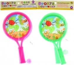 Dziecięcy zestaw paletek z piłeczką i koszyczkiem – motyw zwierzątek