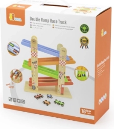 Viga wooden double racing track for toy cars
