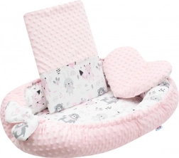 Nid pour bébé luxueux avec petit oreiller et couette en minky rose NEW BABY