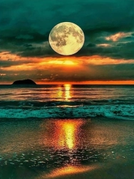 Diamantno slikanje Polna luna nad oceanom