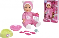 Bambola New Born Baby in pigiama con gattino 30 cm