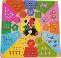 Educational Board with Clocks and Counting Panda