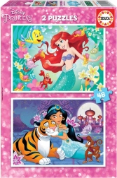 Puzzle Disney princezny Ariel a Jasmína 2×48 dílků