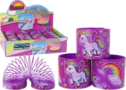 Kult-fjeder i lilla med enhjørning