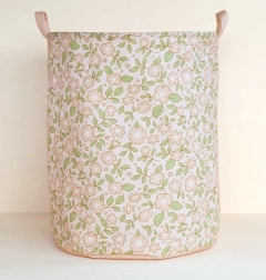 A Little Lovely Company Pink Toy Storage Basket with Flowers