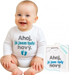 Bavlněné kojenecké body s potiskem Ahoj, já jsem tady nový NEW BABY