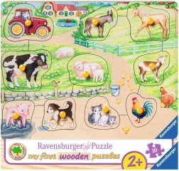 Ravensburger houten inlegpuzzel Ochtend op de boerderij