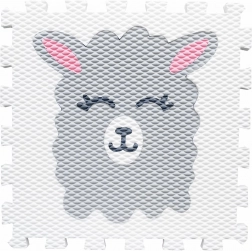 Penevna sestavljanka preproga z motivom lame – bela