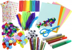 Ensemble créatif pour petits artistes autocollants pompons plumes paillettes