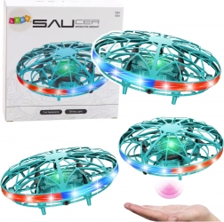 Hand-controlled UFO Drone with LED lights turquoise
