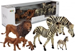 Africa figurine set – wild animals: lion and zebra family