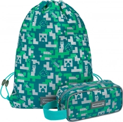 School set MINECRAFT Silver Creeper – pencil case and shoe bag