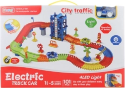 Pálya elemes kisautóval, világít – 101 darab