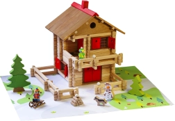JEUJURA wooden construction set – large alpine chalet, 215 pieces