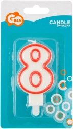 Svečka številka 8 z rdečim obrisom