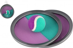 Catch Ball Game with Hook-and-Loop Surface 19 cm – green–purple, in net bag