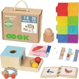 Montessori educational box 6-in-1 WOOPIE GREEN for babies 7–8 months, 26 pieces, FSC