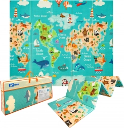 humbi dvostranska zložljiva penasta podloga iz XPE 200 × 180 × 1 cm zemljevid sveta in ulice