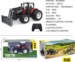 Remote-controlled tractor with dozer blade 1:24 red