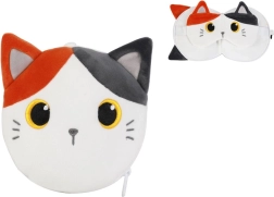 Oreiller de voyage avec masque chat orange