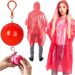 Rain Poncho in Round Keychain, Red